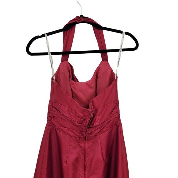 Vintage David's Bridal Dress Halter Pleated Fit & Flare Balloon Hem Pink Sz XXS - Picture 5 of 9